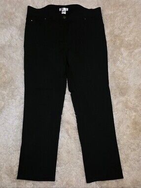 89th & Madison Women's Black Highrise Stretch Straight Leg Pant Plus Sz. 16x30